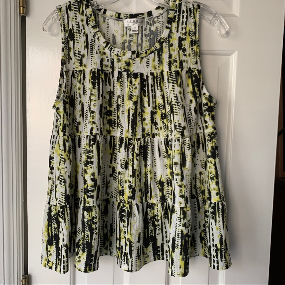 yellow printed blouse